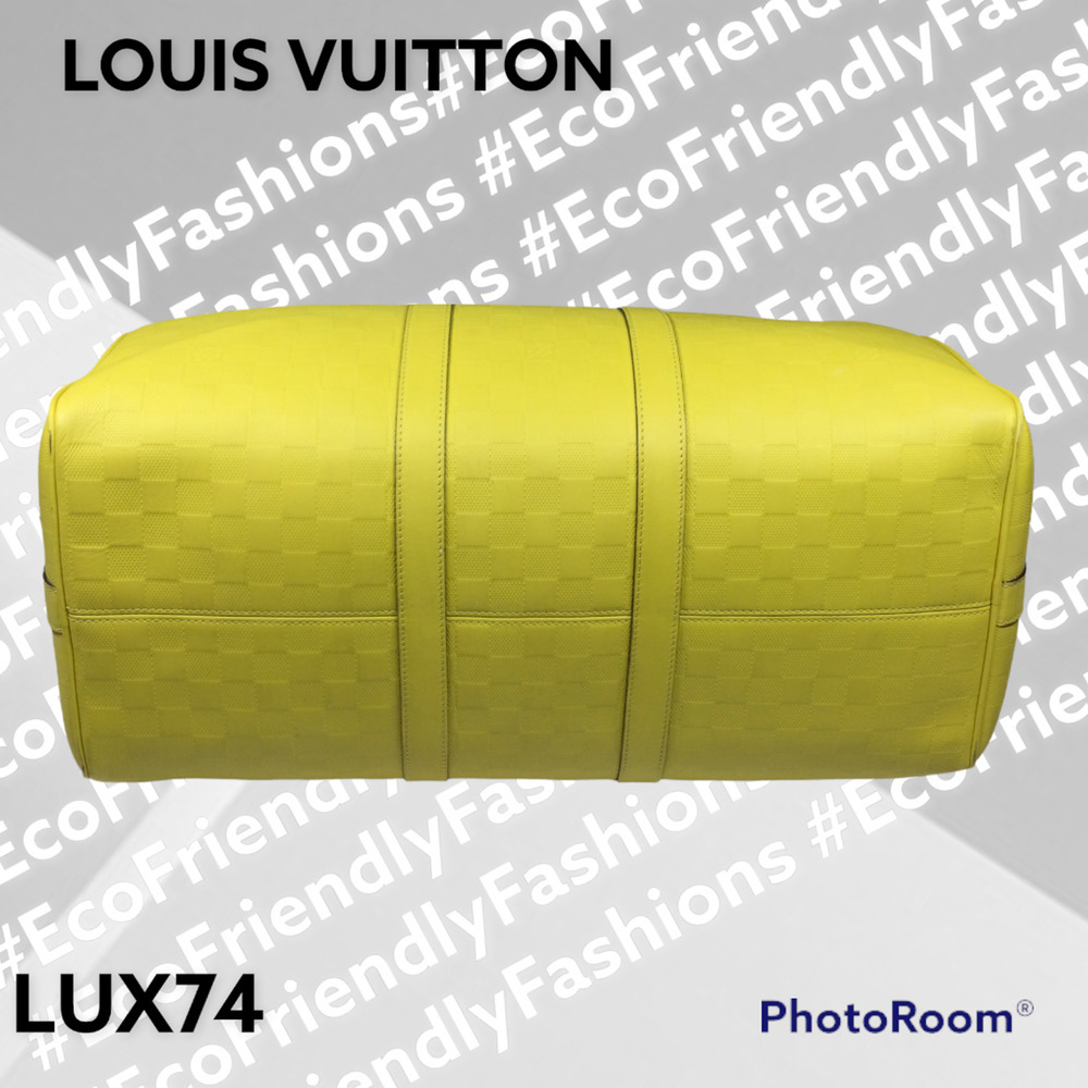 Louis Vuitton Keepall Bandouliere Bag Damier Infini Leather 45 in Vert Acide - Picture 2 of 14